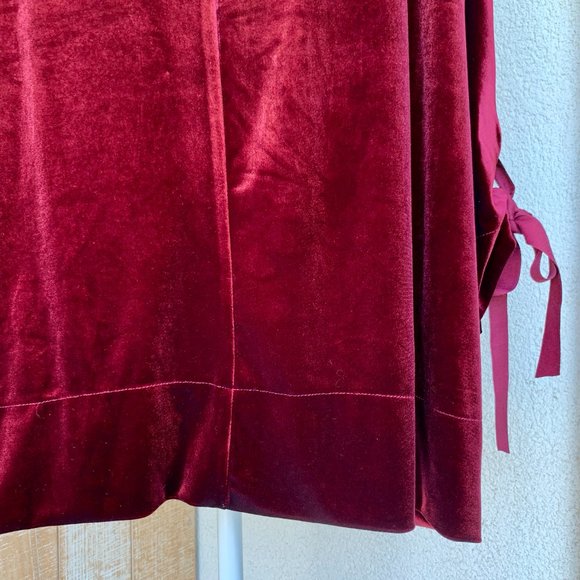 ELVI Burgundy Red Wine Velvet Ribbon Grommet Fall Winter Christmas Top S… - Picture 5 of 7